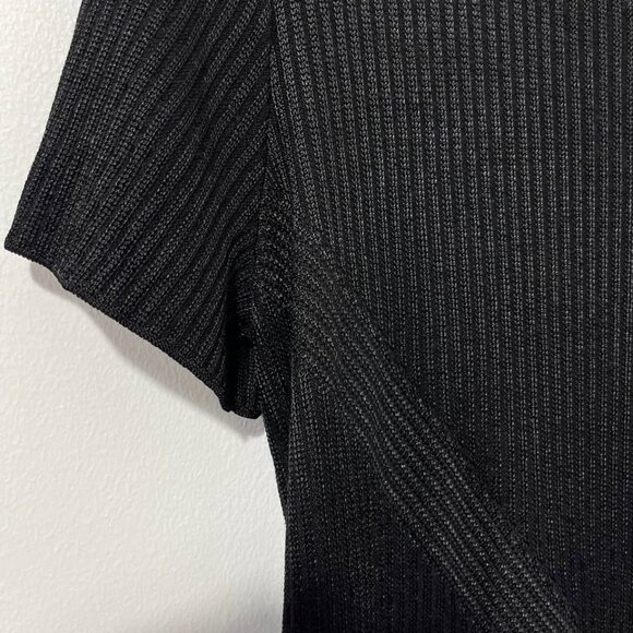 St. John Knits Luxury Black Wool Blend Ribbed Short Sleeve Top [size M] - Picture 5 of 8